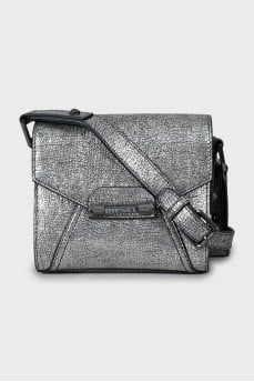 Leather crossbody bag with print