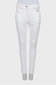 White mid rise skinny jeans