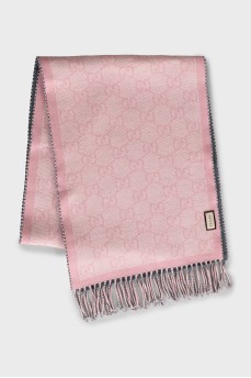 Double-sided printed scarf with tag
