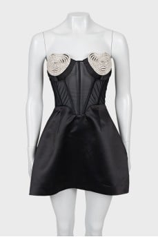 Mini dress with imitation corset