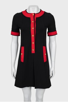 Two-tone dress with gold buttons