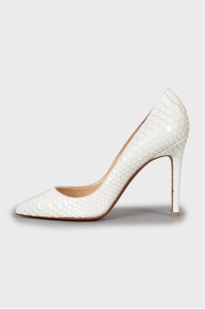 White snakeskin shoes
