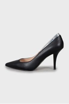 Leather shoes with silver back