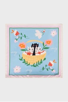 Silk scarf with a bright pattern