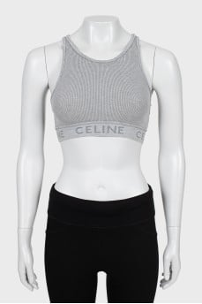 Grey ribbed logo top