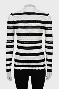 Black and white fitted turtleneck