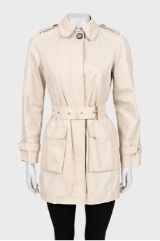 Cropped trench coat with belt
