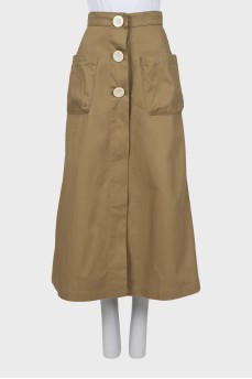 A-line midi skirt with buttons