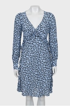 Silk dress with print and ruffles