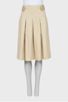 Midi skirt with belt decoration