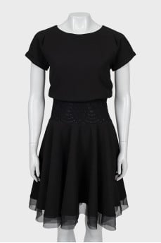 Black dress with accent belt