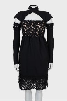 Wool dress with detachable sleeves