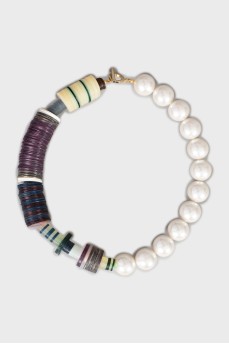 Combined necklace with gold fittings