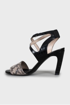 Black snakeskin sandals