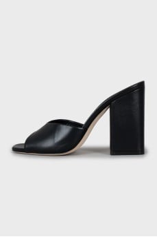 Leather block heel mules