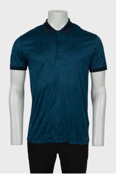 Men's Blue Print Polo Shirt