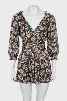Paisley Print Neck Jumpsuit