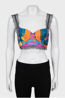 Silk top decorated with lace