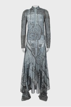 Maxi dress with asymmetrical hem