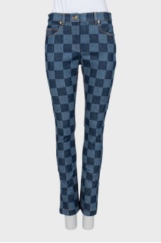 Plaid slim fit jeans with tag