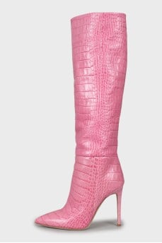 Pink leather boots