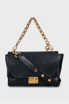 Leather bag with gold chain