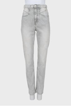 Светло-серые джинсы slim fit