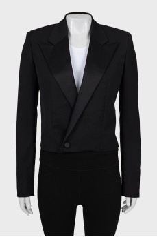 Cropped jacket with satin lapels