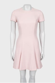 Pink wool dress with short sleeves
