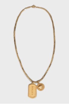 Men's gold pendant with brand logo