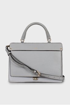 Grey leather satchel bag