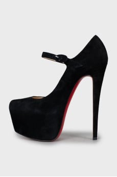 Black suede stiletto heels