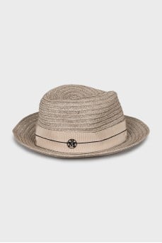 Braided hat with ribbon
