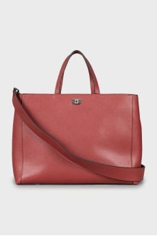 Leather tote bag with logo