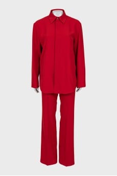 Red suit with trousers and shirt