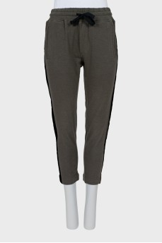 Sports trousers with velour stripes
