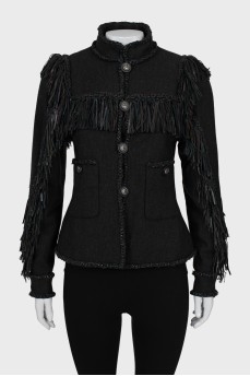 Wool jacket decorated with fringe
