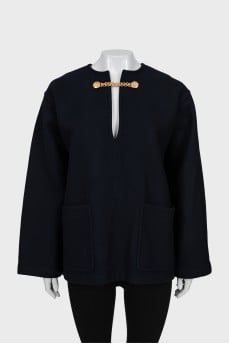 Wool cape with gold chain
