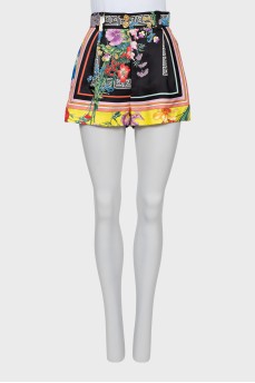 High waist silk shorts