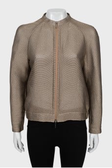 Silk oversized jacket with zipper