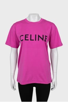 Pink T-shirt with brand logo, with tag