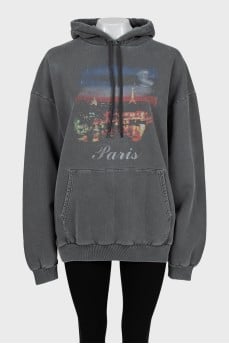 Grey oversized hoodie with print