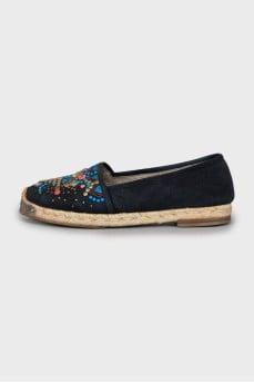Suede espadrilles with decor
