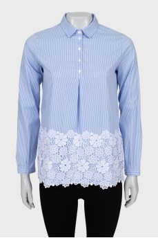 Striped shirt with floral pattern