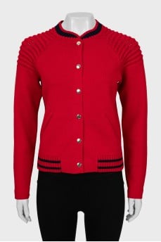 Knitted bomber jacket with buttons