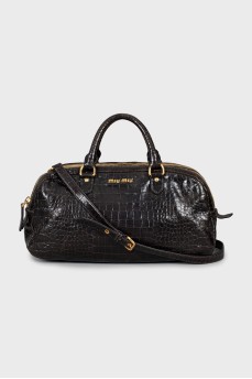 Brown embossed leather bag