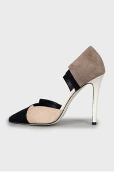 Mixed color stiletto heels