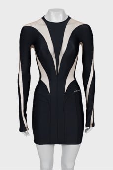 Mesh Insert Dress with Tag