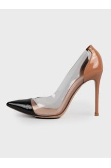 Black-beige shoes with transparent inserts
