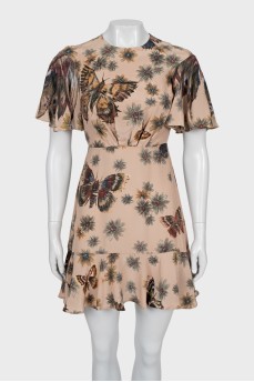 Silk mini dress in print